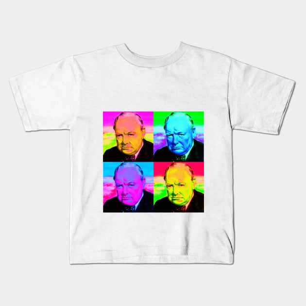 Pop Art - Winston Churchill Kids T-Shirt by Naves